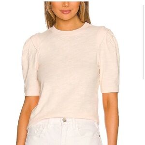 Frame Pleated Panel Crewneck Tee in Nude Pink